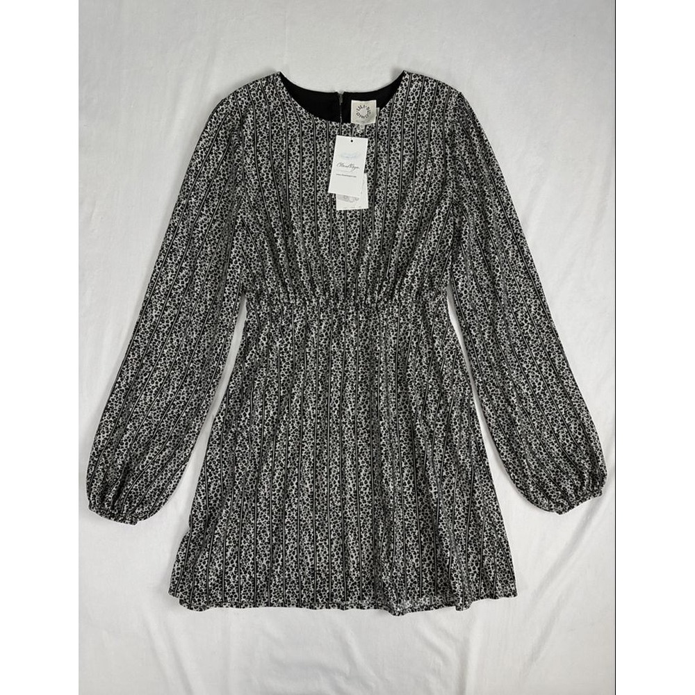 LILI SIDONIO Dress‎ Women Large Striped Animal Print Lined Boho 3/4 Sleeve